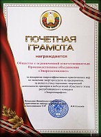 Почетная грамота Витебского областного управления по надзору за рациональным использованием ТЭР